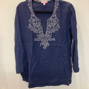 LILLY PULITZER NAVY BLOUSE